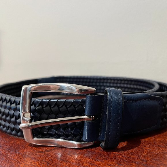 Torino Italian Woven Cotton Elastic Belt - Blue main image 0